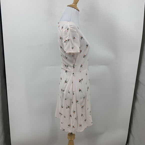 Free People Dress Womens 0 Light Pink Floral Keyhole Back Short Sleeve A Line - Picture 4 of 15